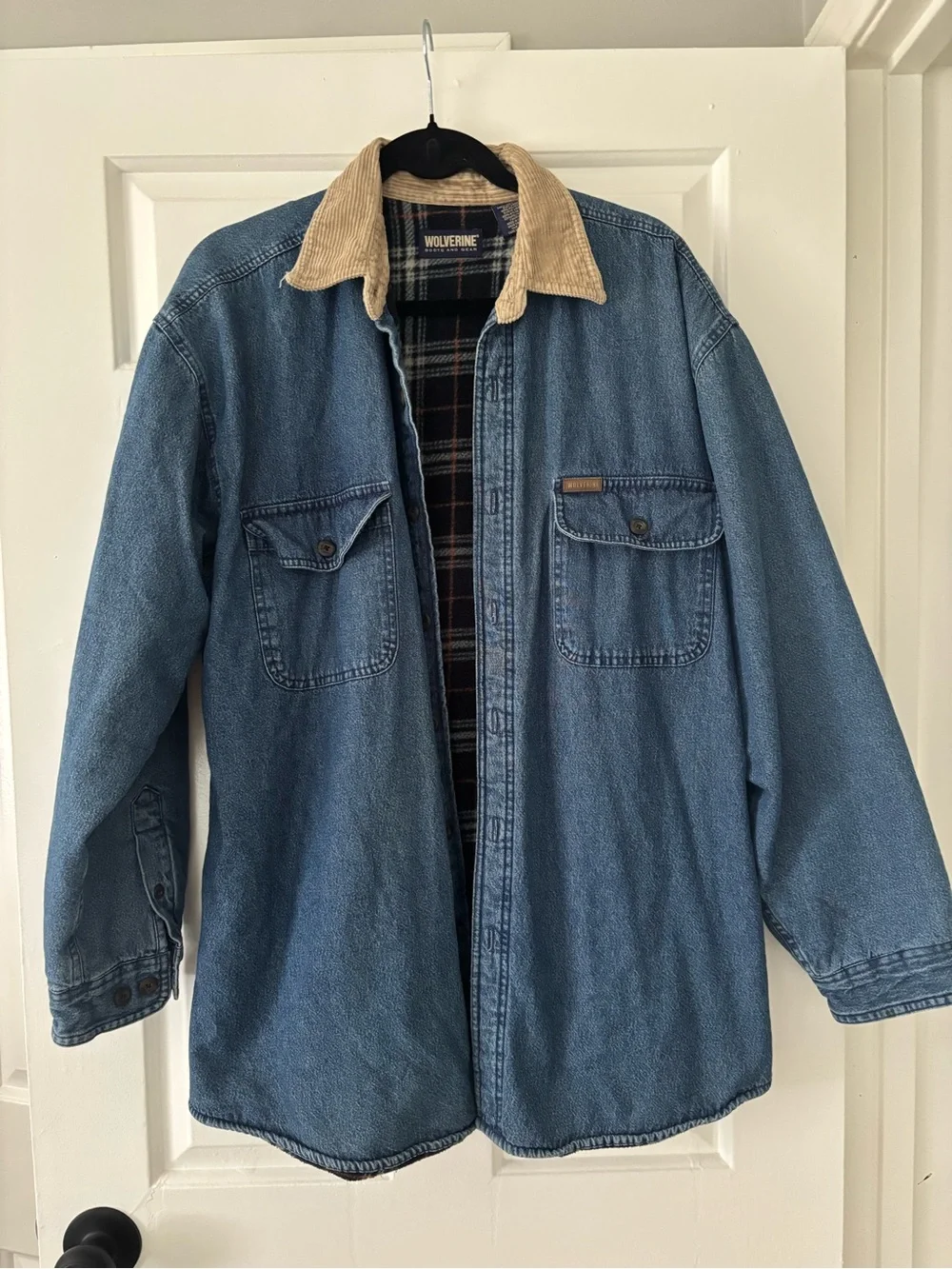 Wolverine Boots & Gear Fleece Lined Denim Shirt Jacket - Size Large